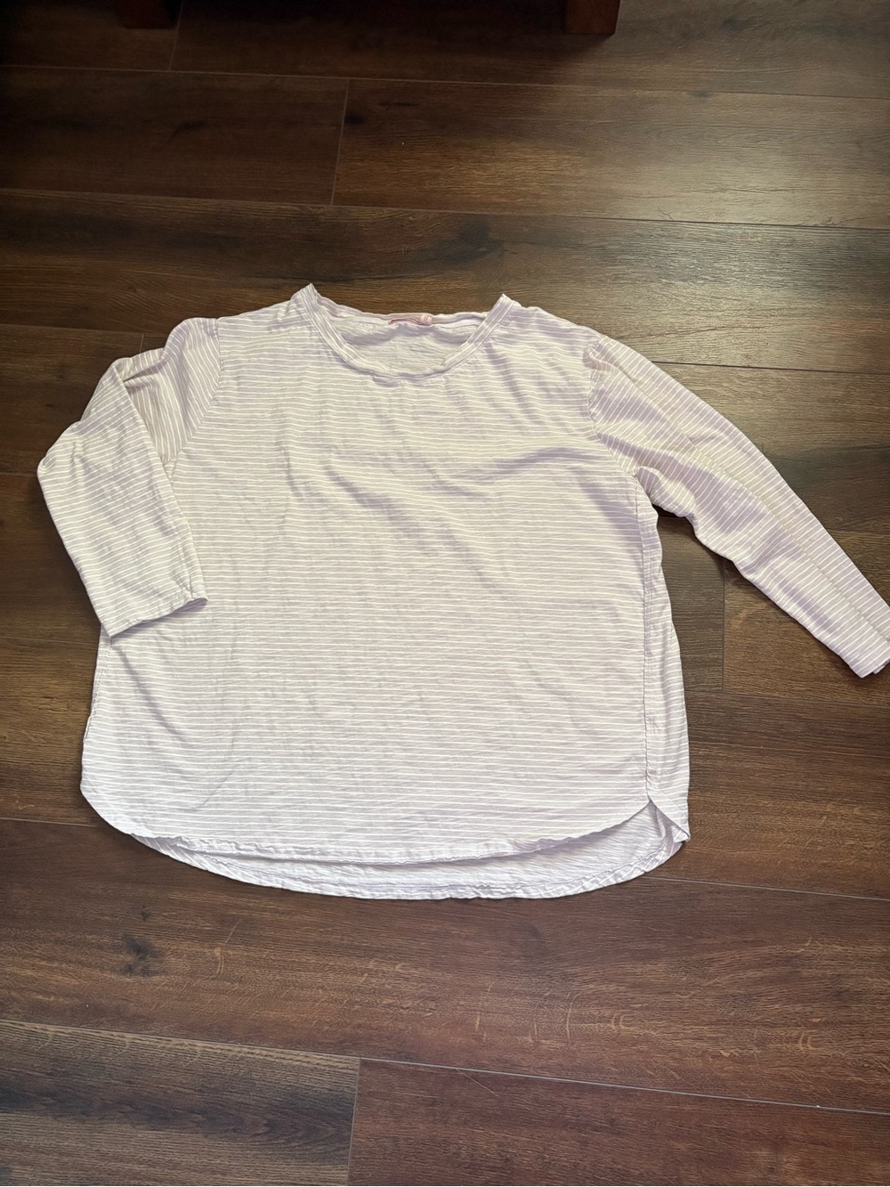 fresh produce 100% Cotton white with grey Striped Long Sleeve Tee
